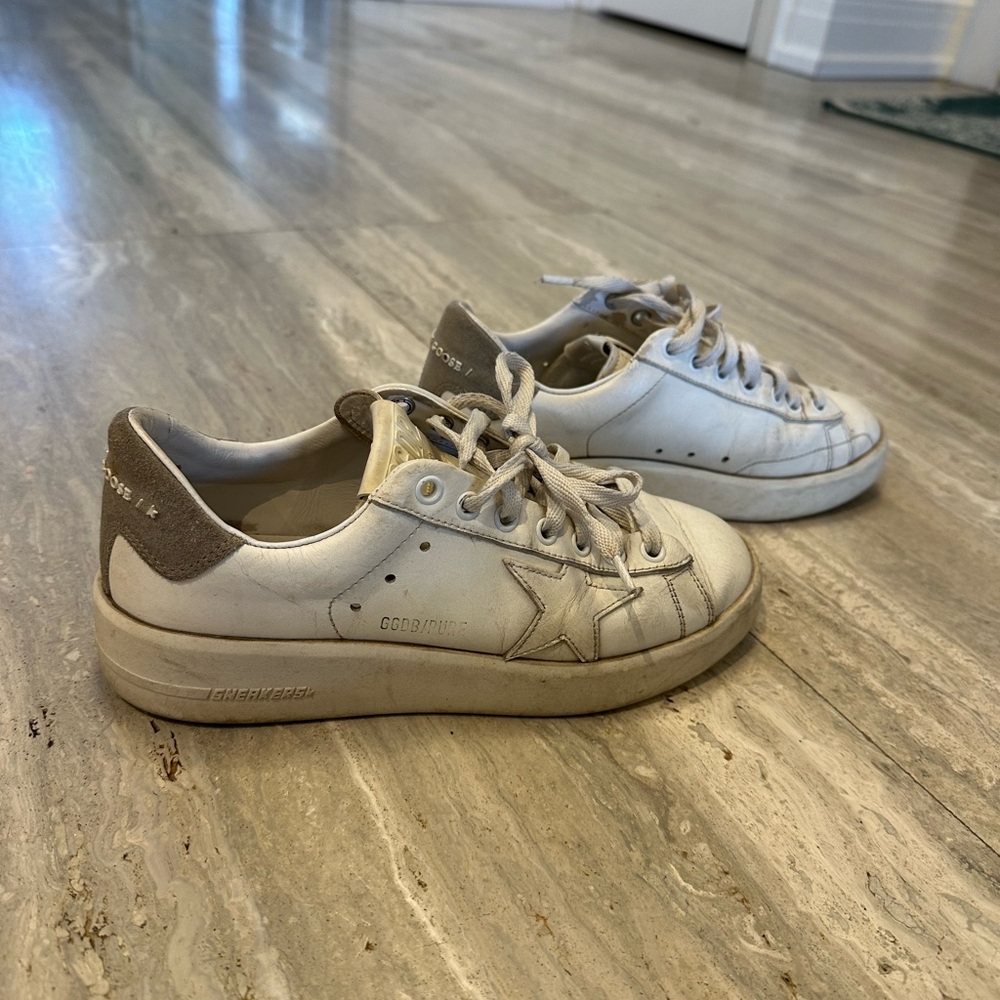 Golden Goose White and Gray Athletic Shoes